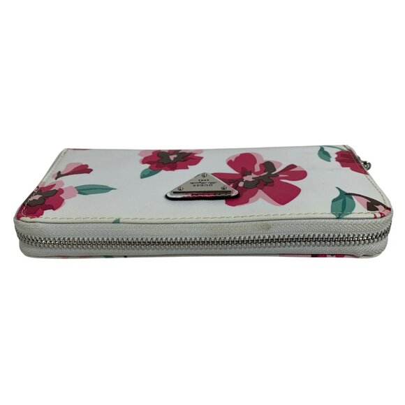 GUESS Pink/Green Floral Poppy Wildflower Zip Around Continental Wallet - Picture 4 of 9